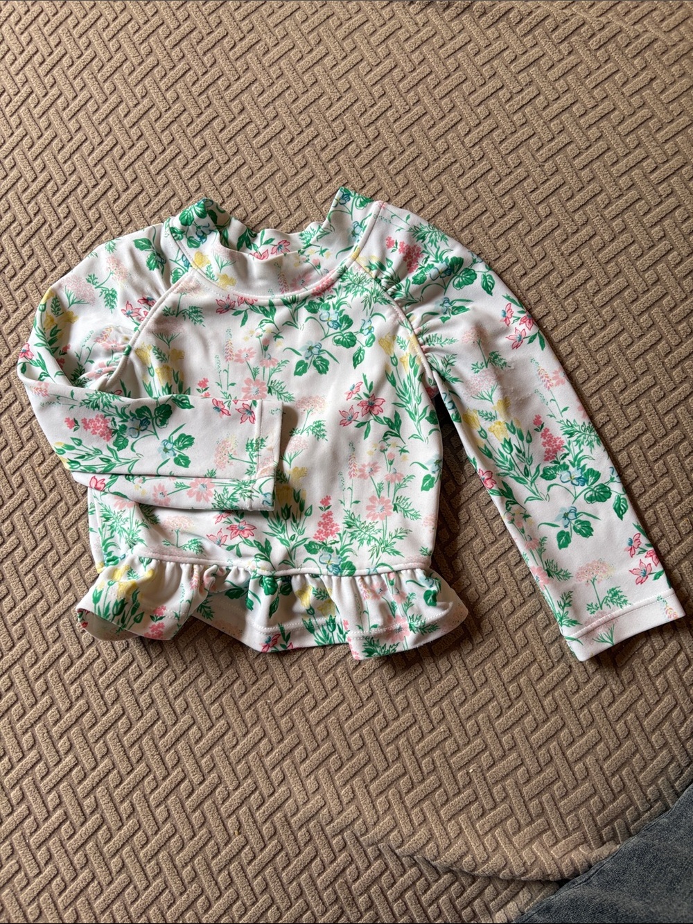 Janie and Jack White Floral Baby Top with Pink & Green Accents